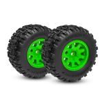 Tires & wheels, assembled (green wheels), Sledgehammer tires (rear) (2)