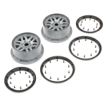 Losi 1/5 Front/Rear 4.75 Wheel and Beadlock Set, 24mm Hex, Grey (2): 5ive-T 2.0