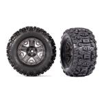 Traxxas Tires & wheels, assembled, glued (Gray 2.8" wheels, Sledgehammer™ tires, foam inserts) (2) (TSM® rated)